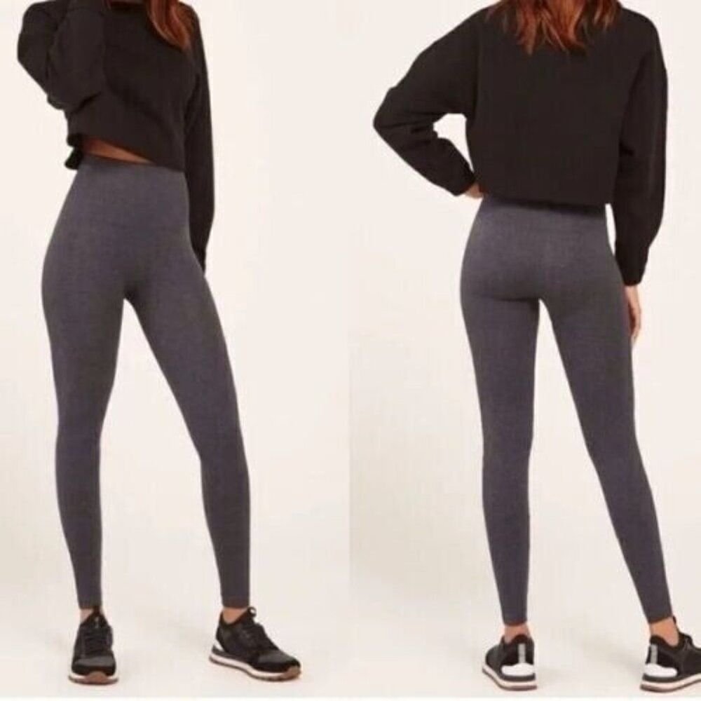 Spanx Look At Me Now Seamless Leggings Plus Size 3X Charcoal Heather Gray FL351P